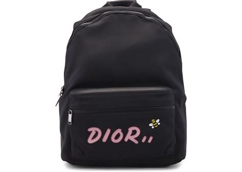 Dior x Kaws Rider Backpack Pink Logo Nylon Black 